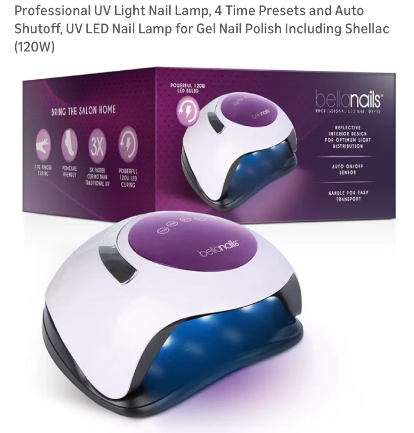 Brand New BellaNails Professional UV Light Nail Lamp