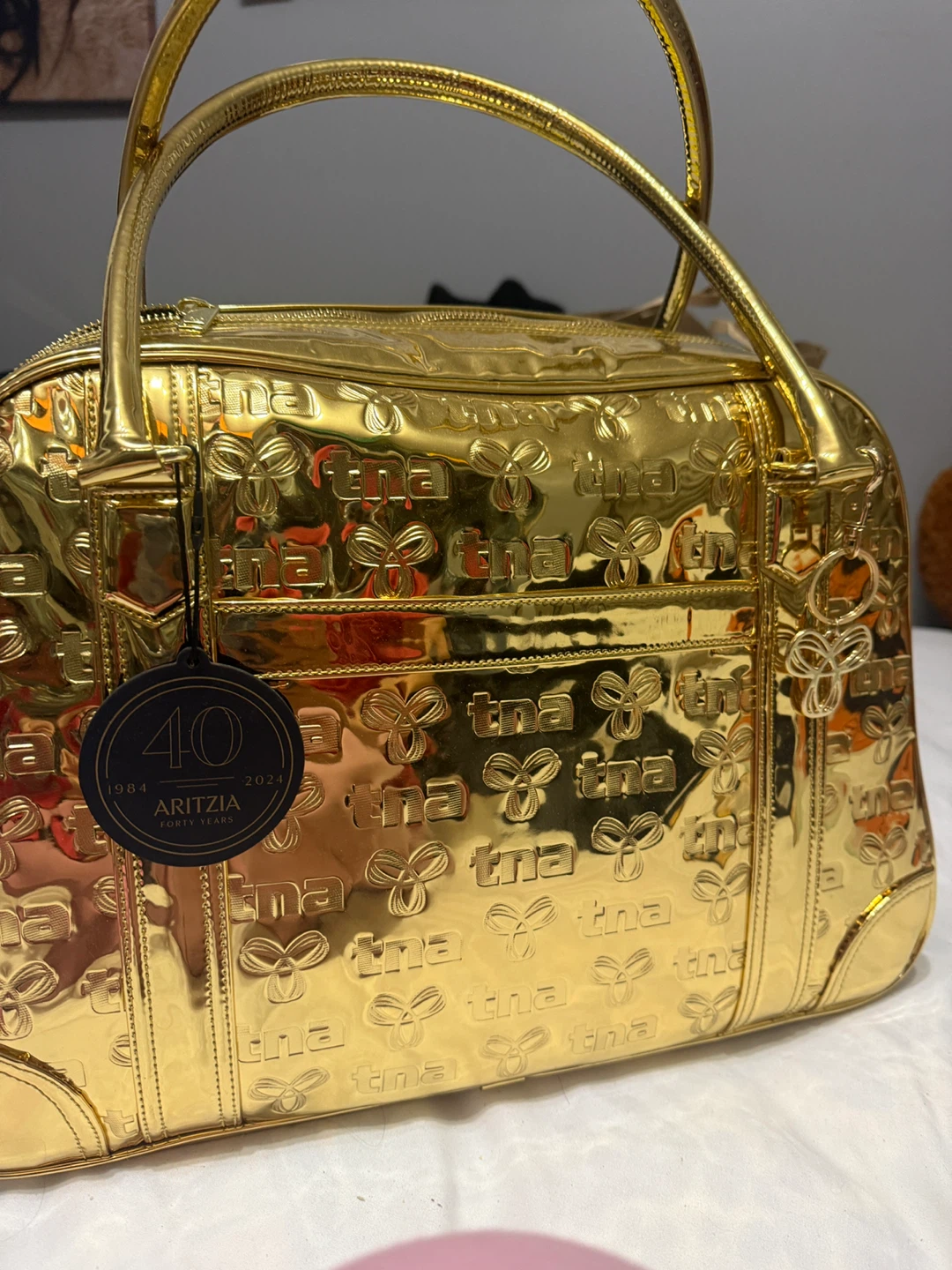 Aritzia TNA Gold Metallic Throwback Bag - photo 2