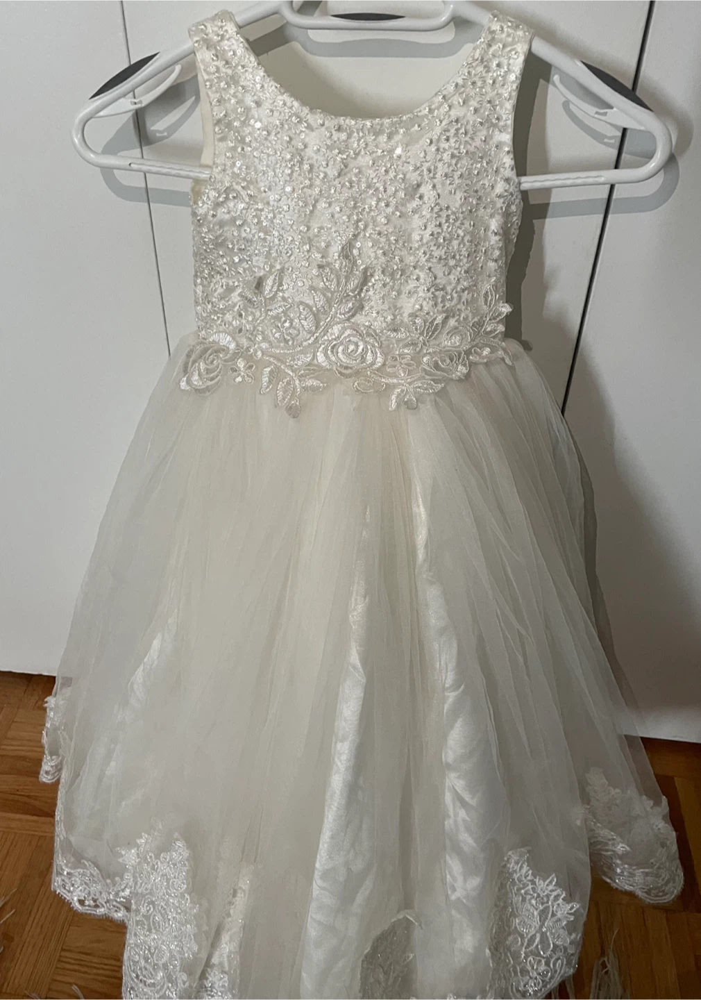 White Flower Girl Dress with Bow - photo 5