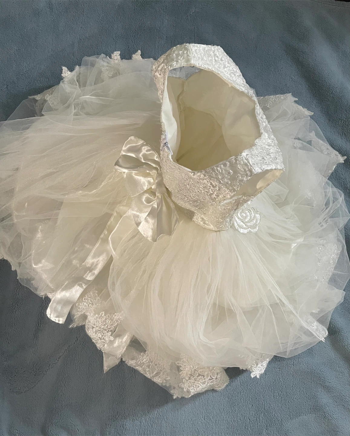 White Flower Girl Dress with Bow