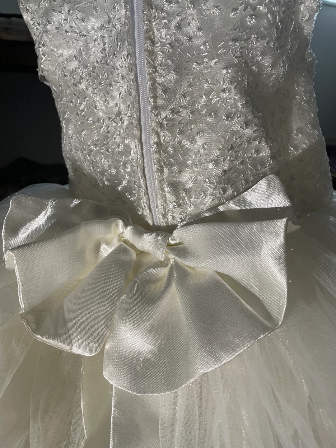White Flower Girl Dress with Bow - photo 2