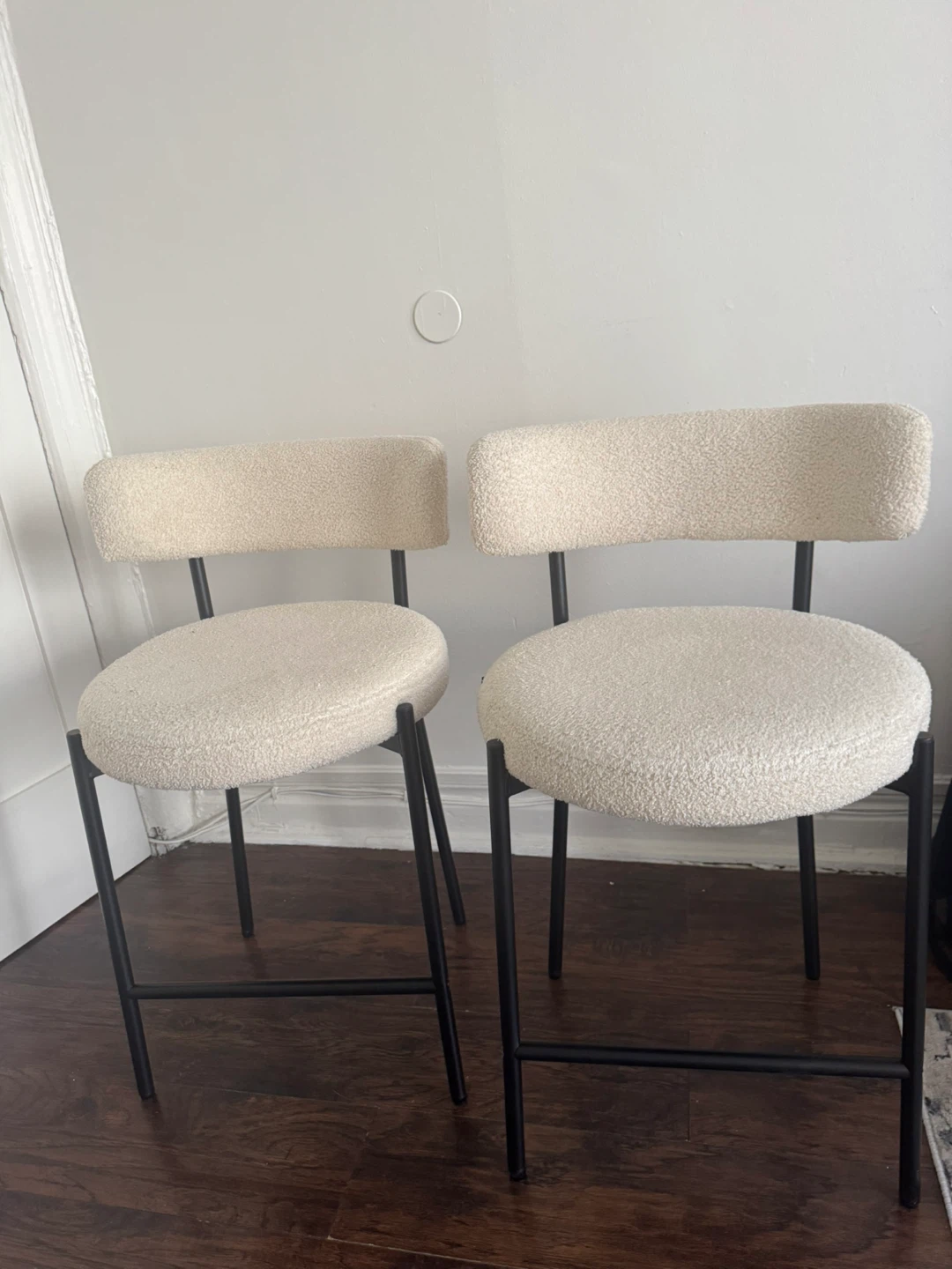 Cream Boucle Bar Stools (Set of 2)
