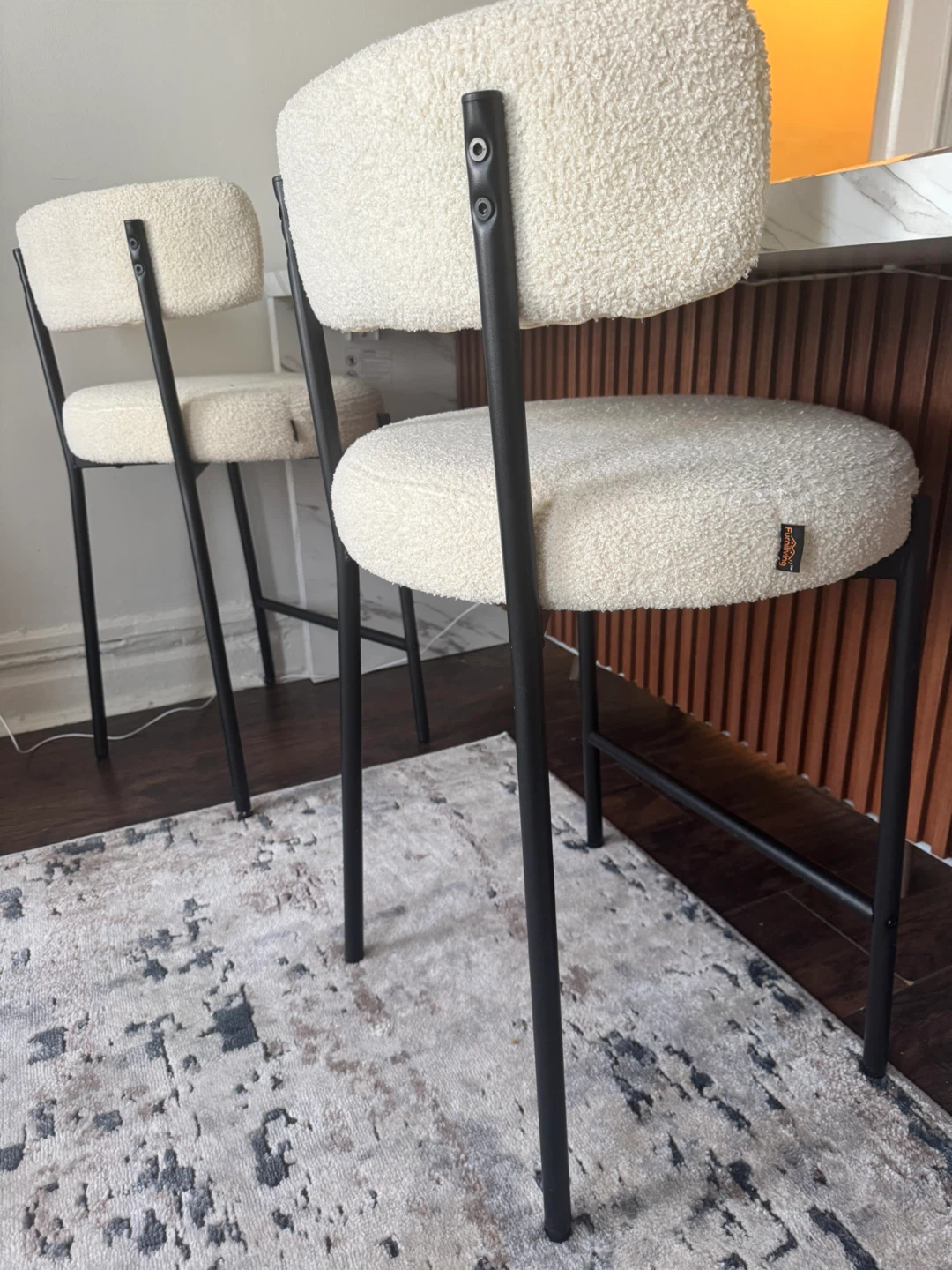 Cream Boucle Bar Stools (Set of 2) - photo 2