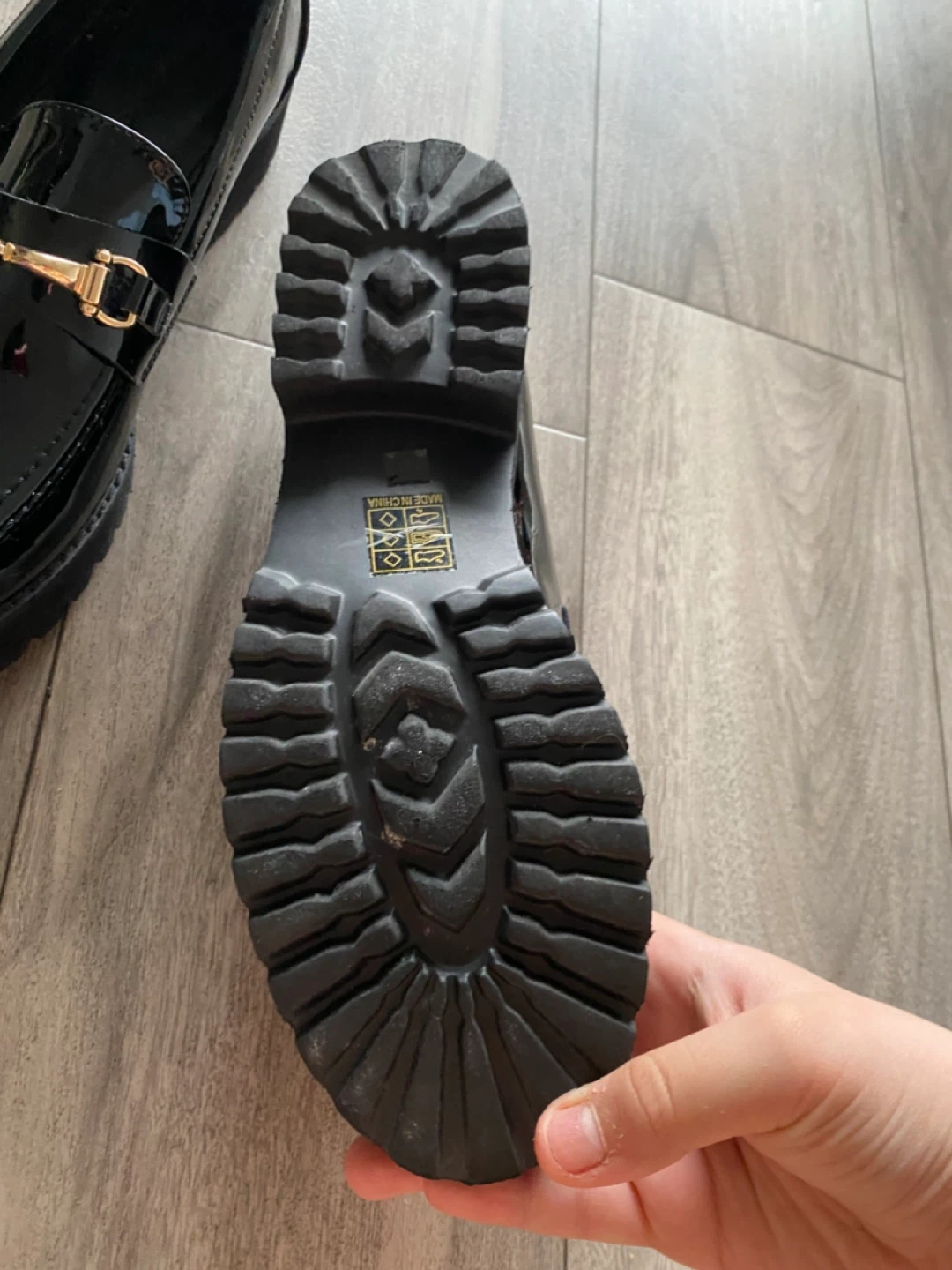 Black capri Loafers with Gold Buckle from princess polly