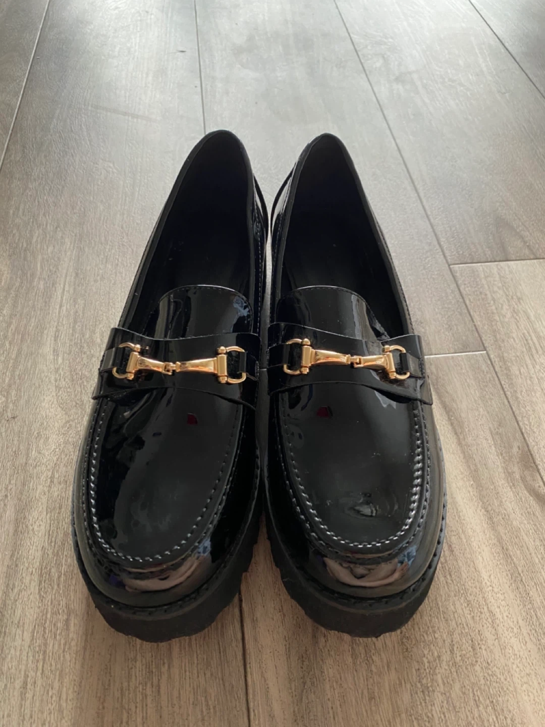 Black capri Loafers with Gold Buckle from princess polly - photo 2