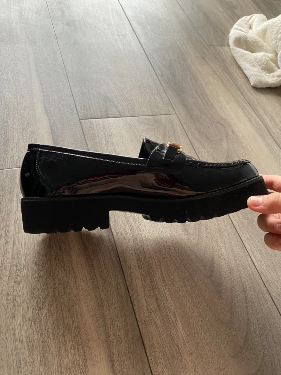 Black capri Loafers with Gold Buckle from princess polly - photo 3