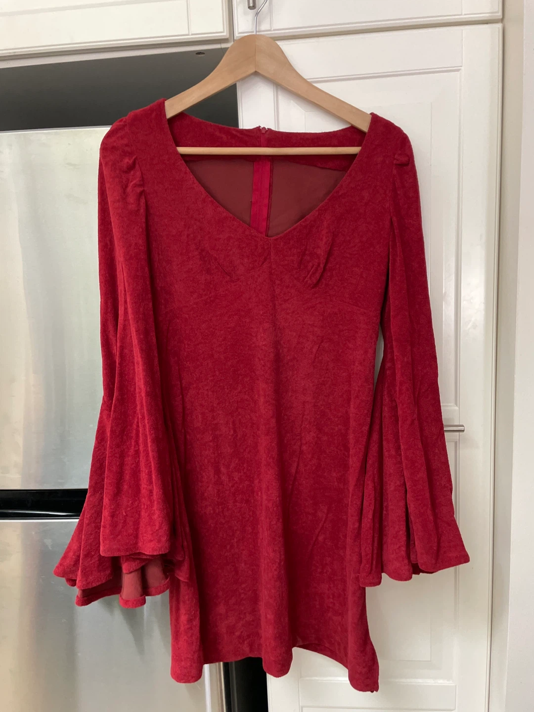 Women's Red/rusty Bell Sleeve Dress