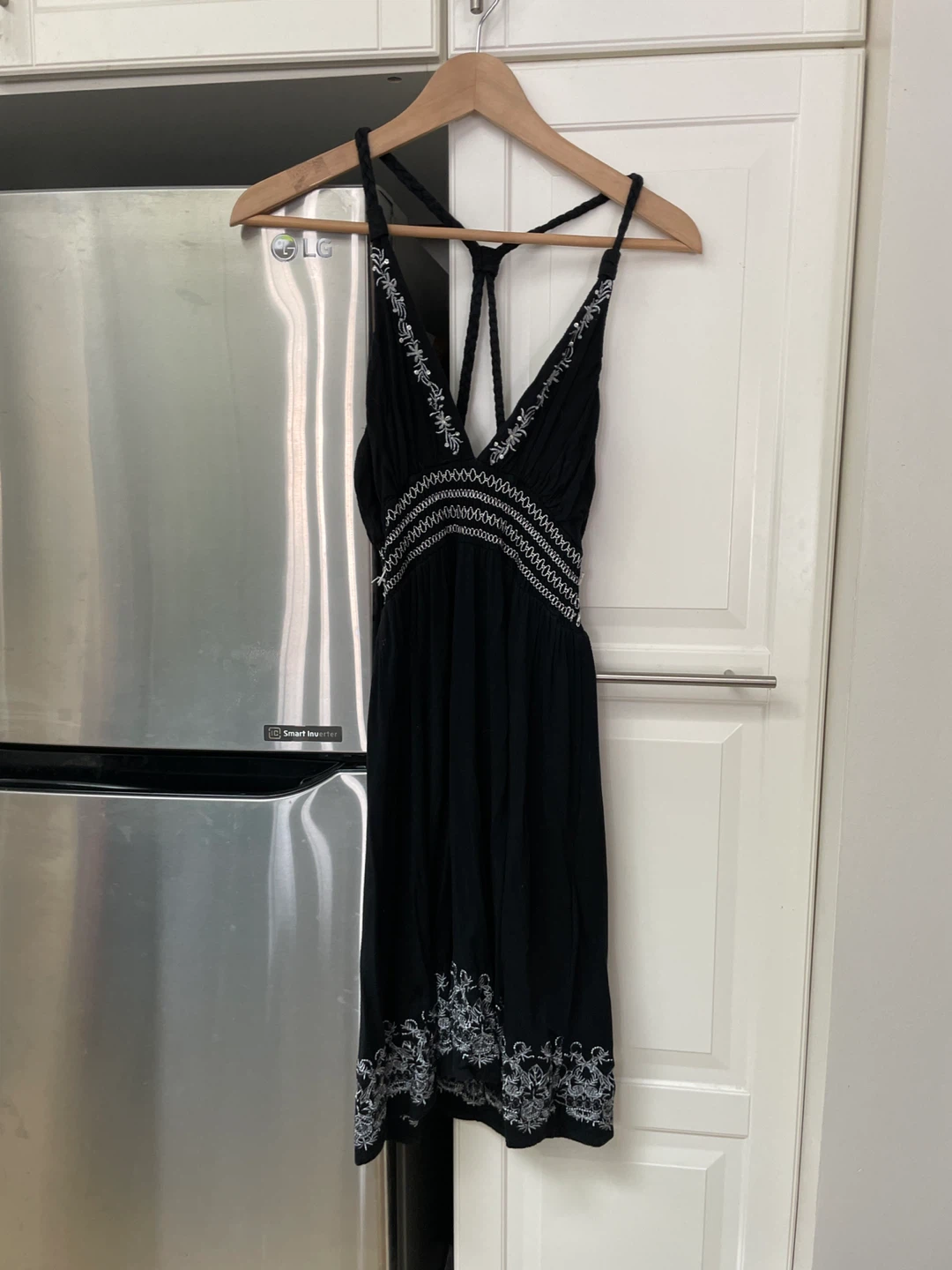 Black Embroidered Mini Dress