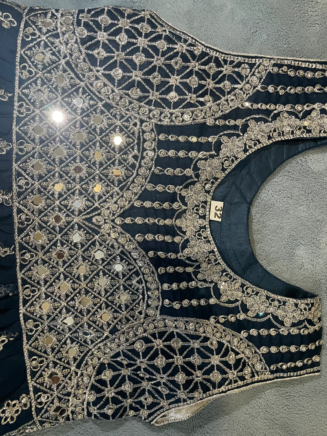 Embroidered Dark Blue Girls Eid Dress - photo 4