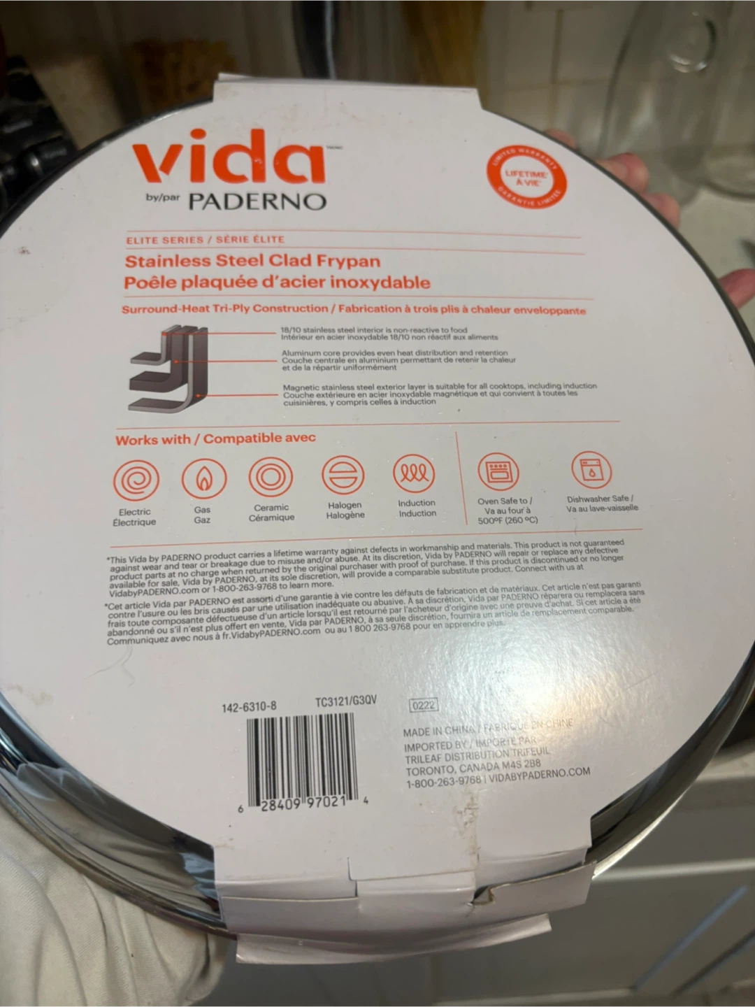 New Set 2-  Vida by Paderno Stainless Steel Clad Frypan - photo 3