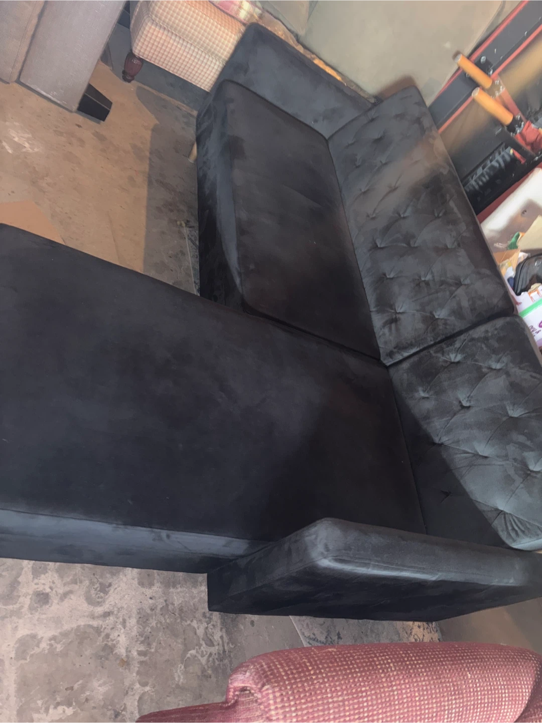 Like new suede futon/couch with storage $250 firm garage pickup - photo 4