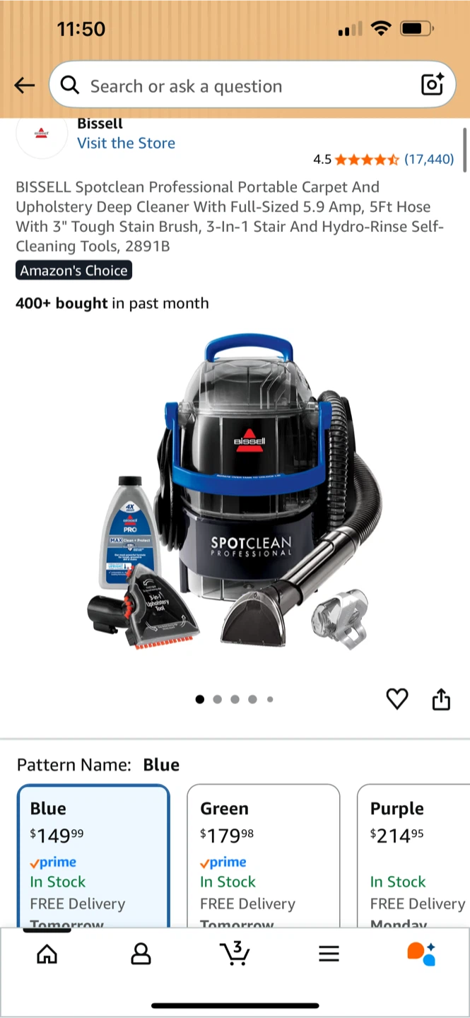 Bissell SpotClean Professional Portable Carpet Cleaner 2891B - photo 3