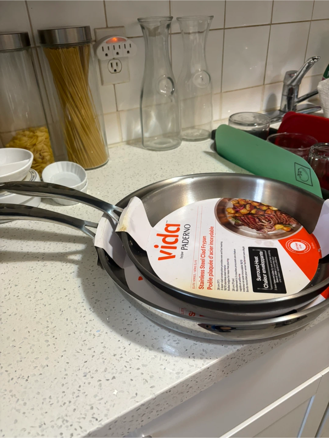 New Set 2 -Vida by Paderno Stainless Steel Clad Frypan Set