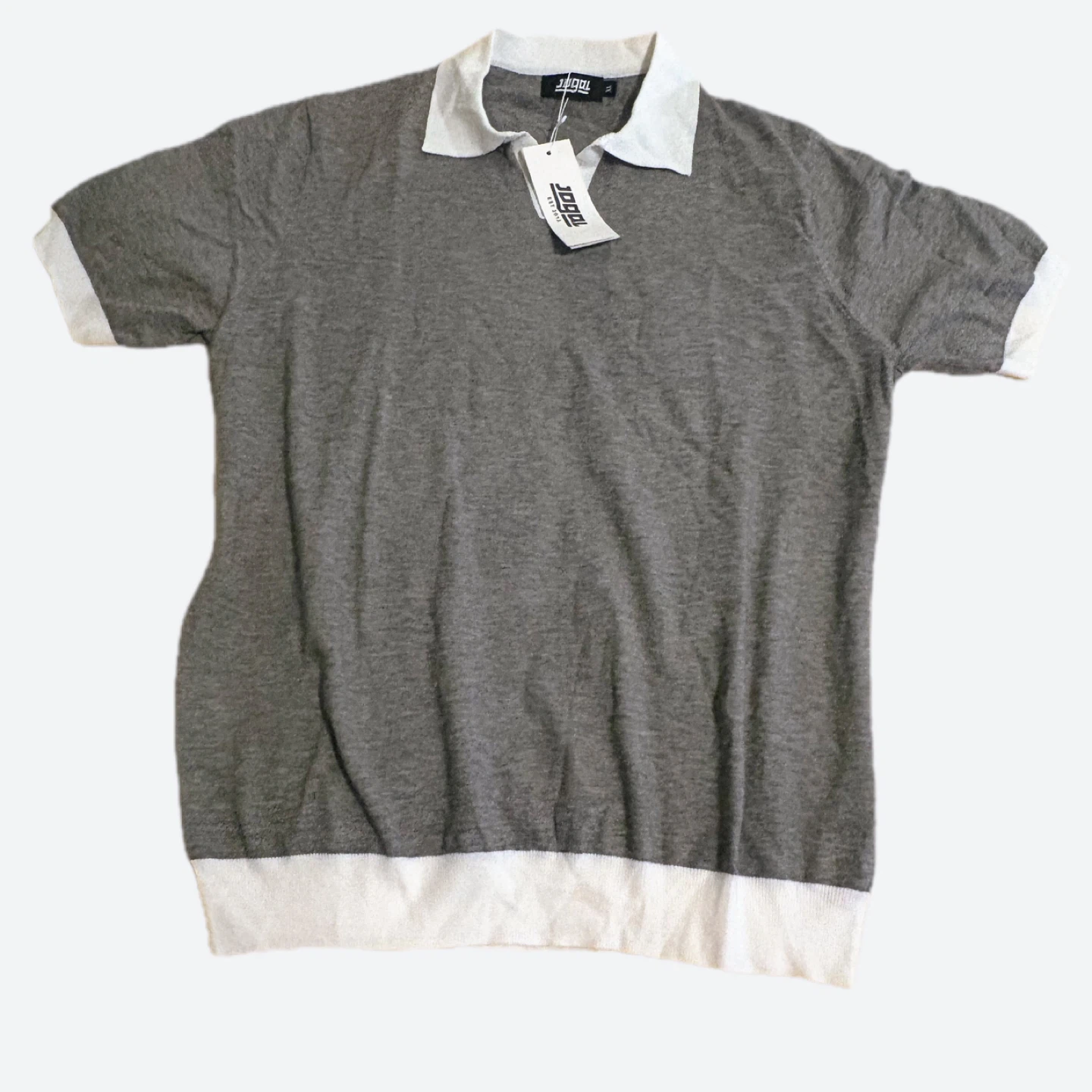 JOGAL Men's Grey Short Sleeve Polo Shirt XL