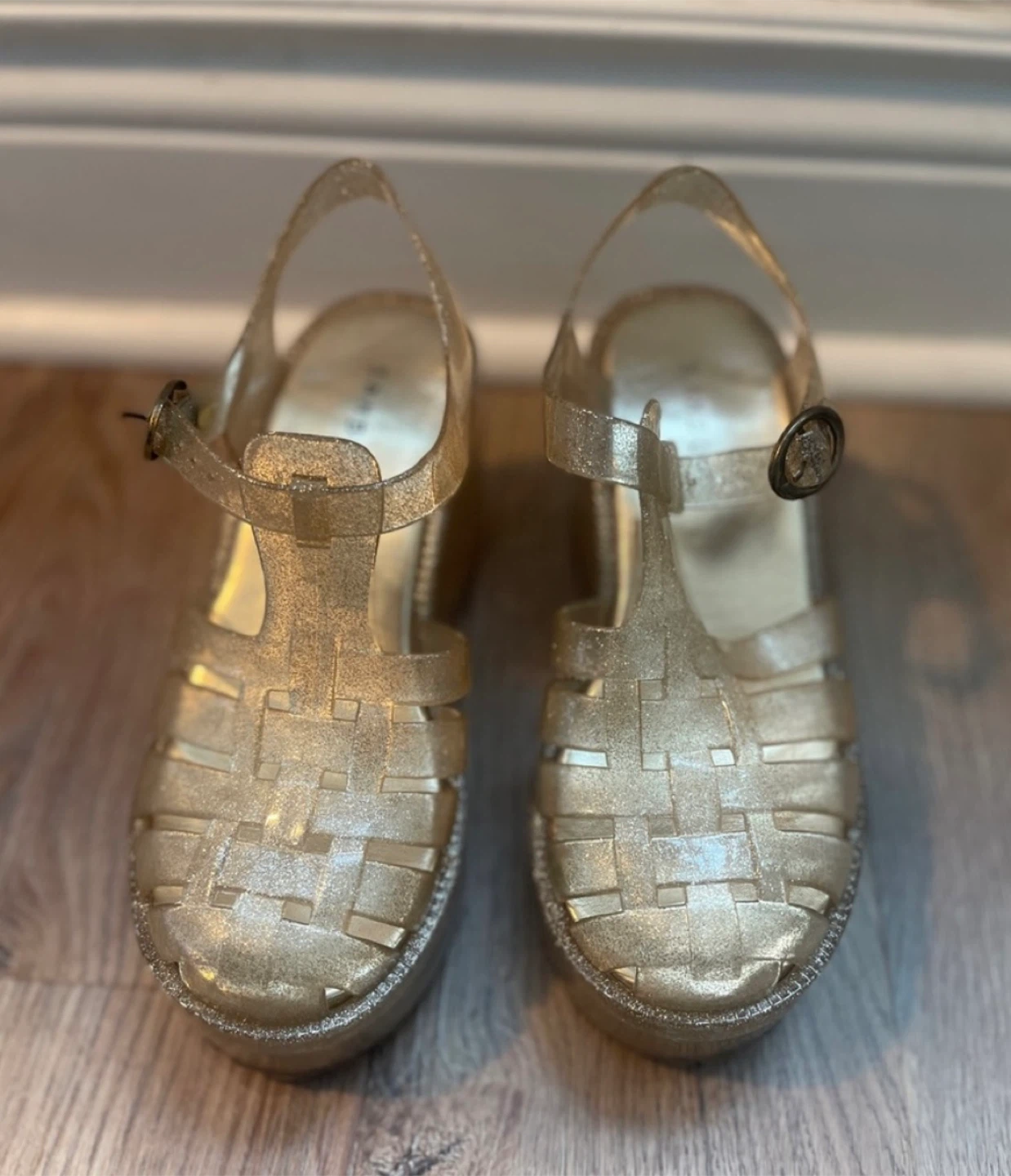 Bamboo Silver/Gold Glitter Platform Jelly Sandals Size 7 - photo 5