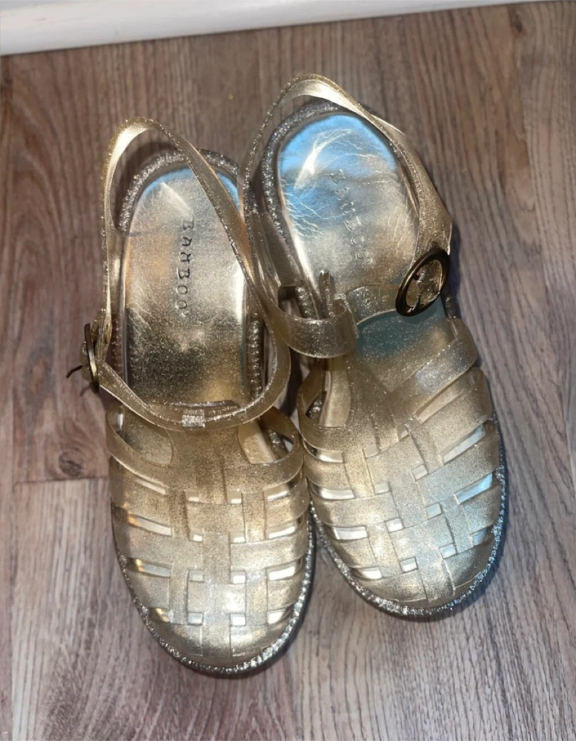 Bamboo Silver/Gold Glitter Platform Jelly Sandals Size 7 - photo 4
