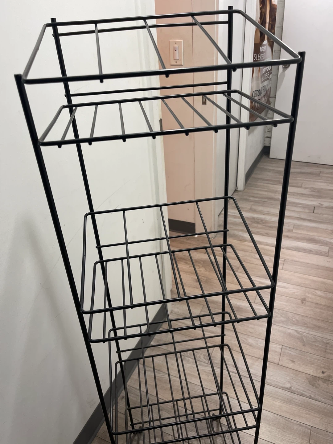 Black Metal Wire Storage Shelf Unit - photo 2