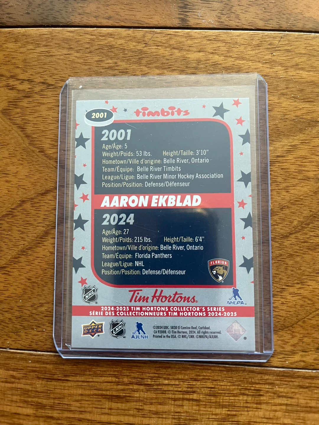 Aaron Ekblad 2001 Timbits Hockey Card - photo 3