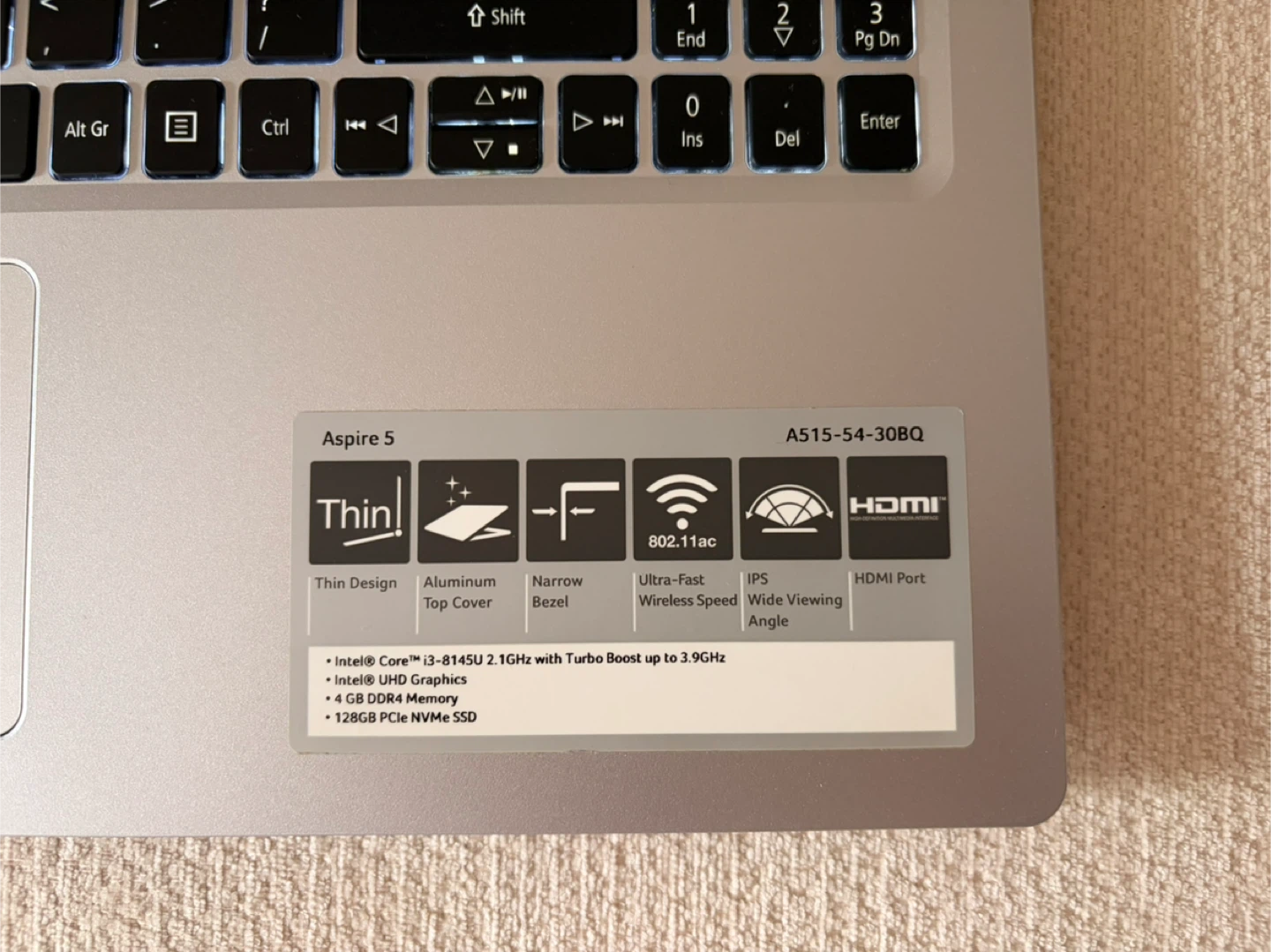 Acer Aspire 5 A515-54 Thin Laptop — i3-8th Gen / 8GB RAM / SSD - photo 3