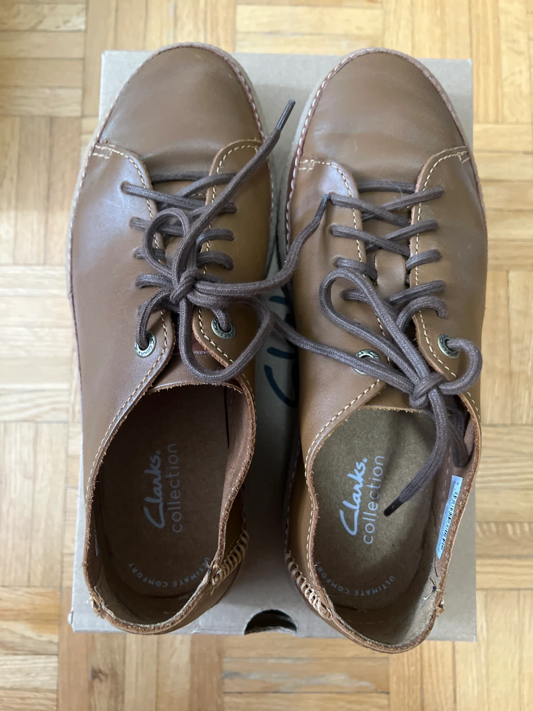 Clarks Collection Brown Leather Lace-Up Shoes