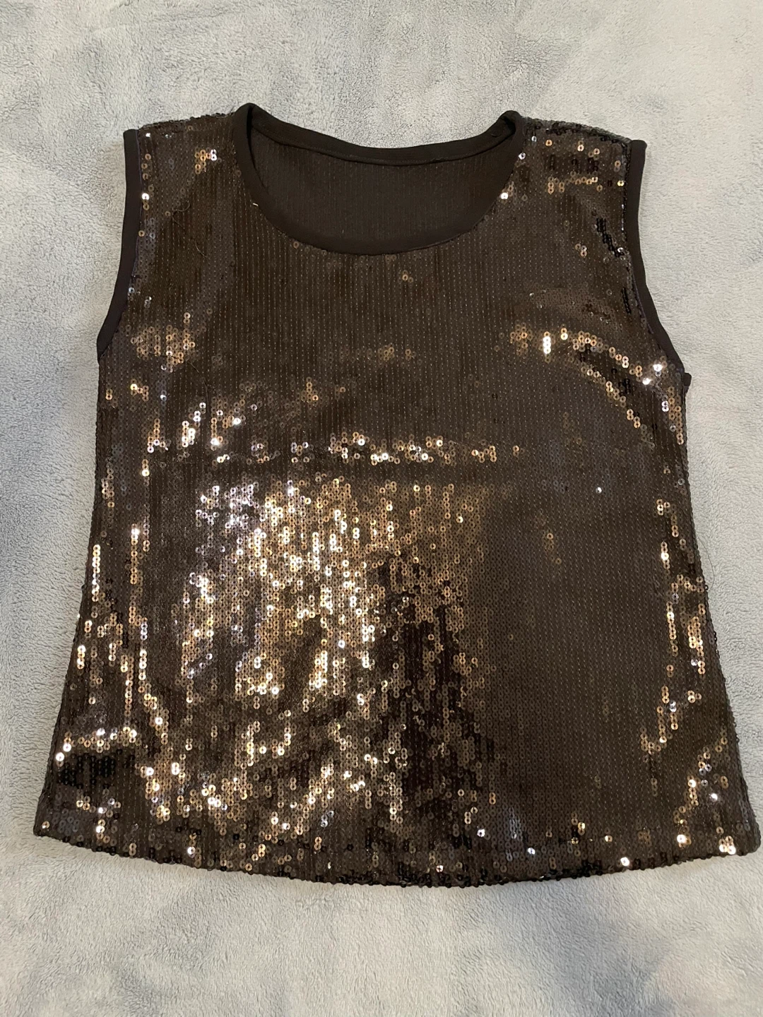 Black Sparkly Sequined Sleeveless Top