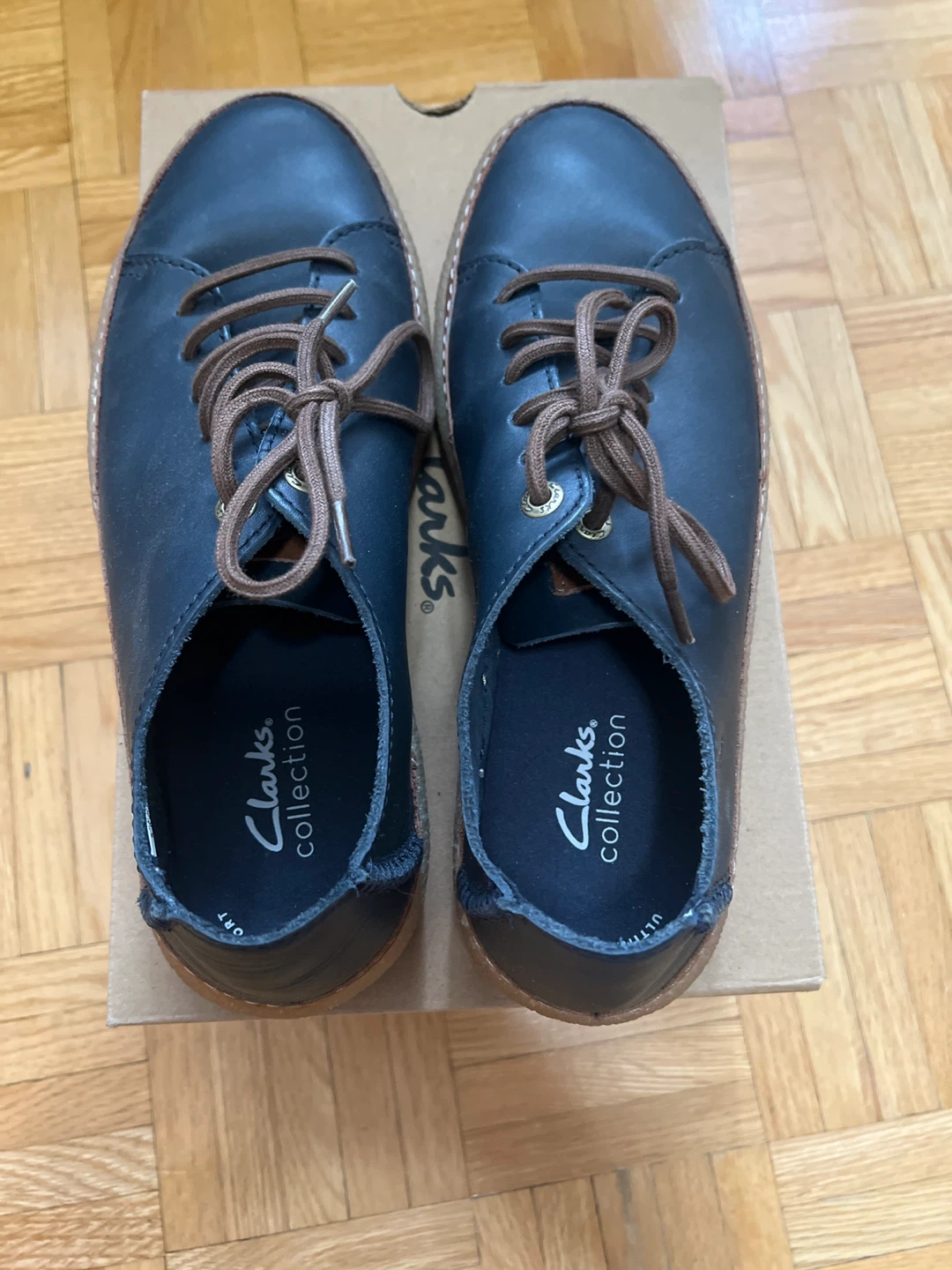 Clarks Collection Black Leather Lace-Up Shoes