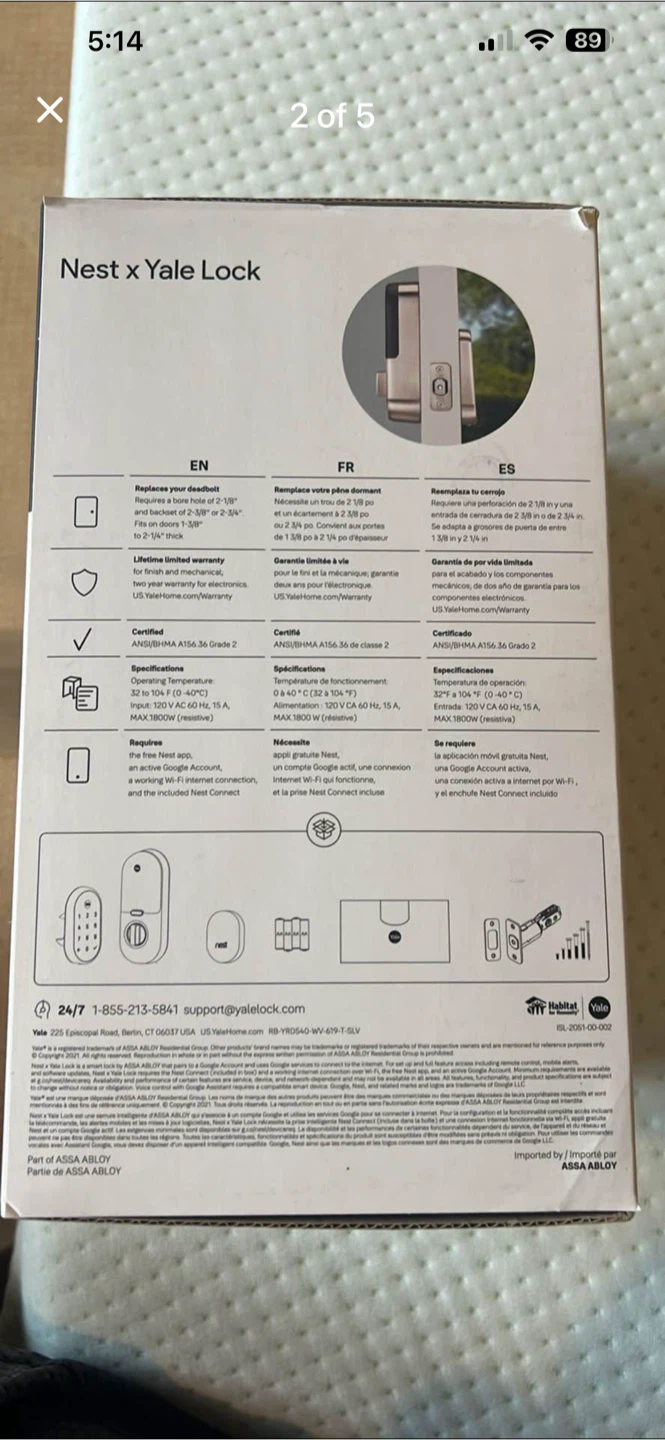 Nest x Yale Smart Lock - Satin Nickel - photo 4