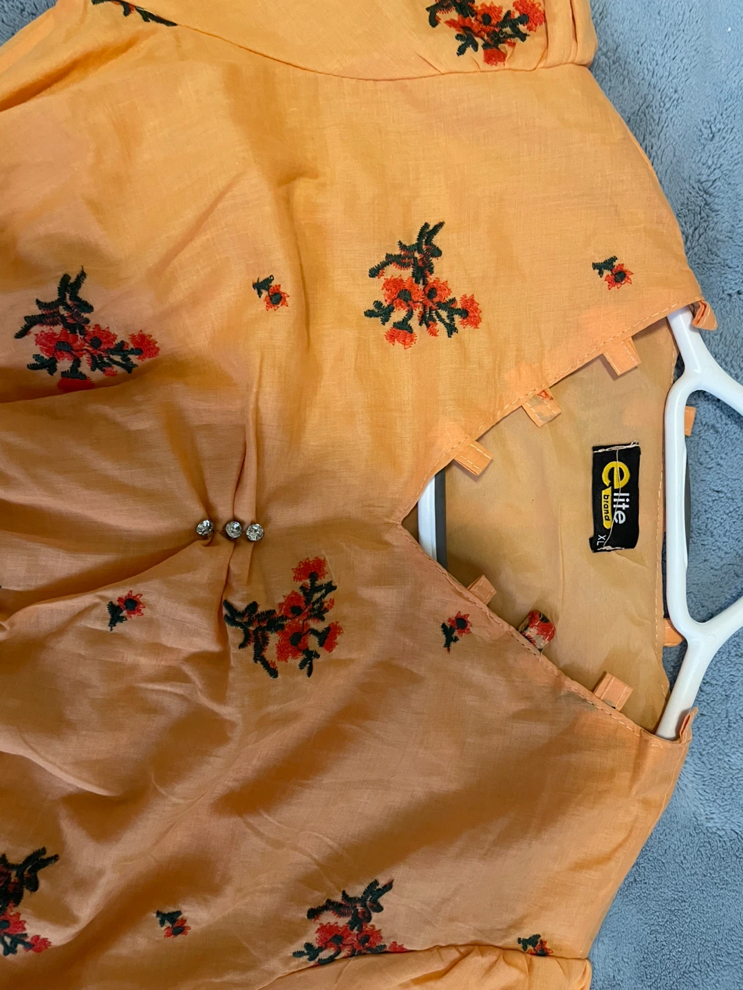 Elite Women's Orange Floral Print Dress - Size L-XL - photo 3