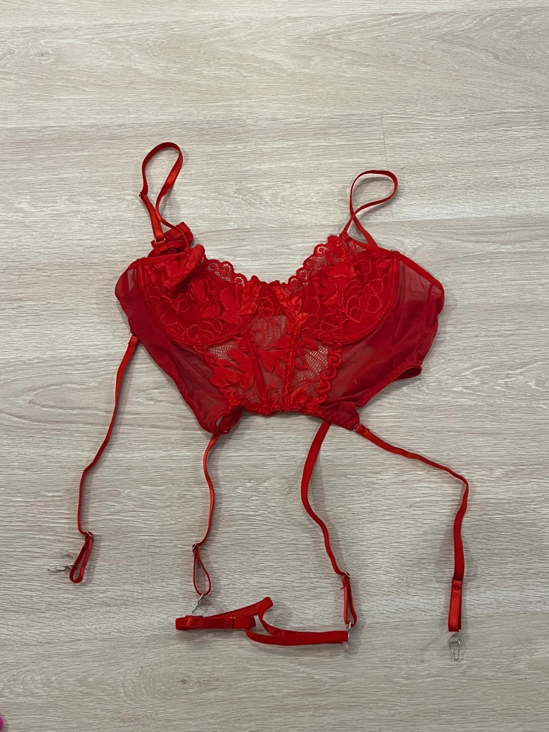 Red Lace Corset with Garters