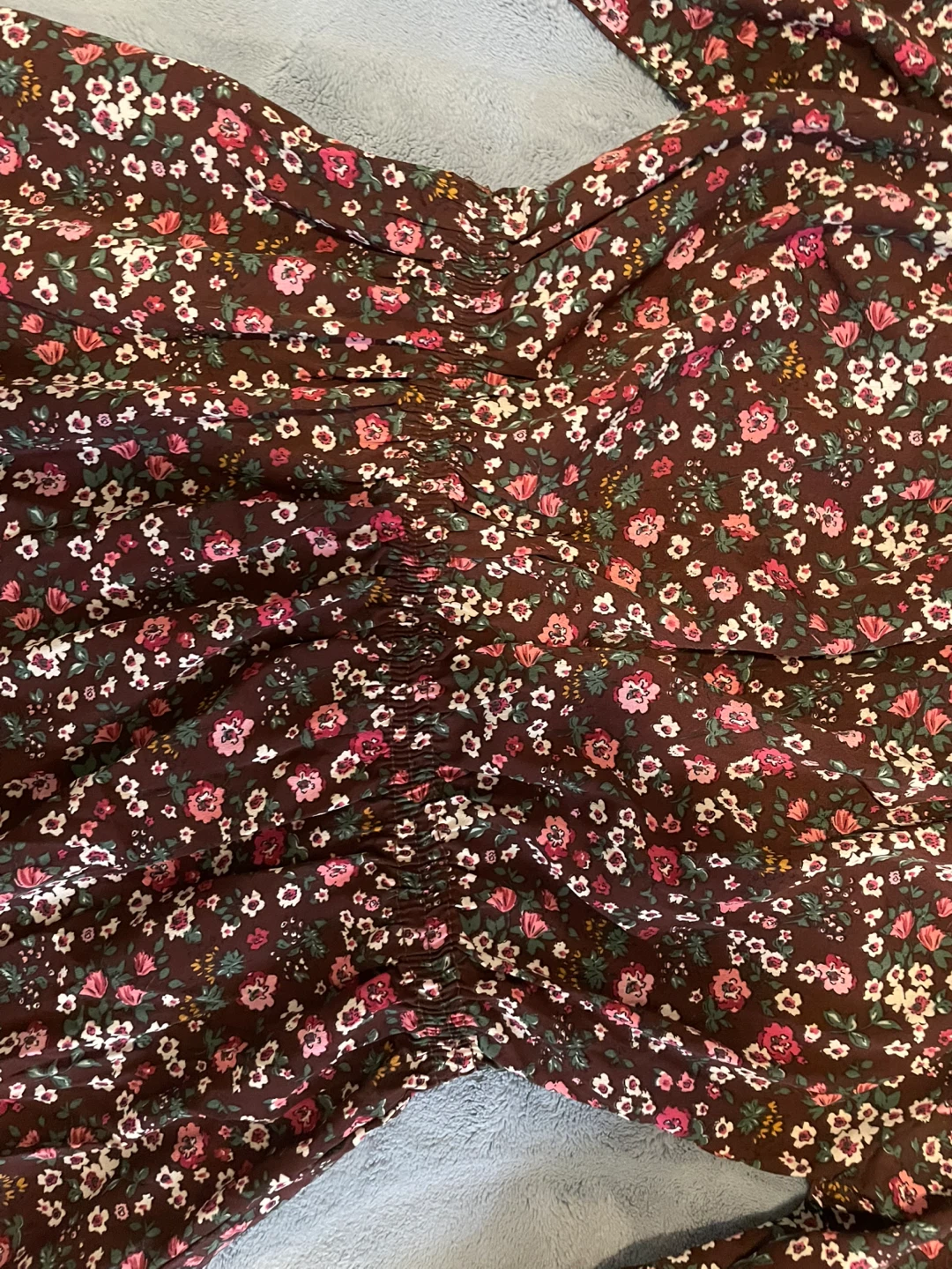 Dark Red/Brown Floral Long Sleeve Dress - photo 4
