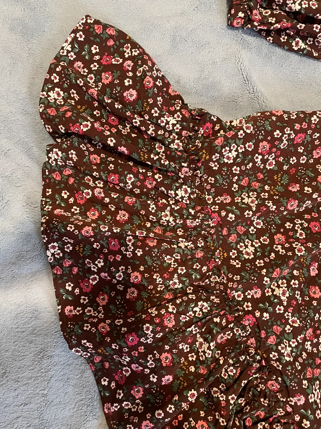 Dark Red/Brown Floral Long Sleeve Dress - photo 5