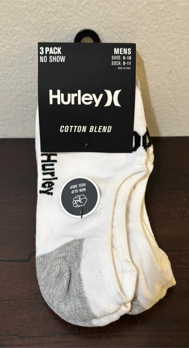 NEW Hurley Men's No Show Socks - 3 Pack