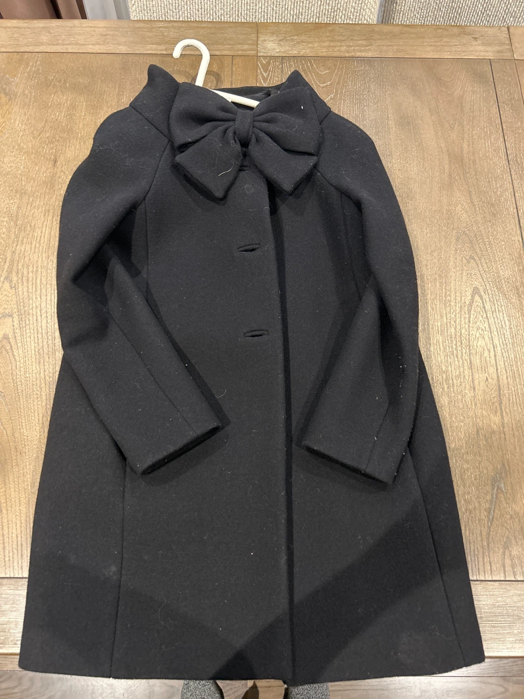 Black Coat with Bow Detail