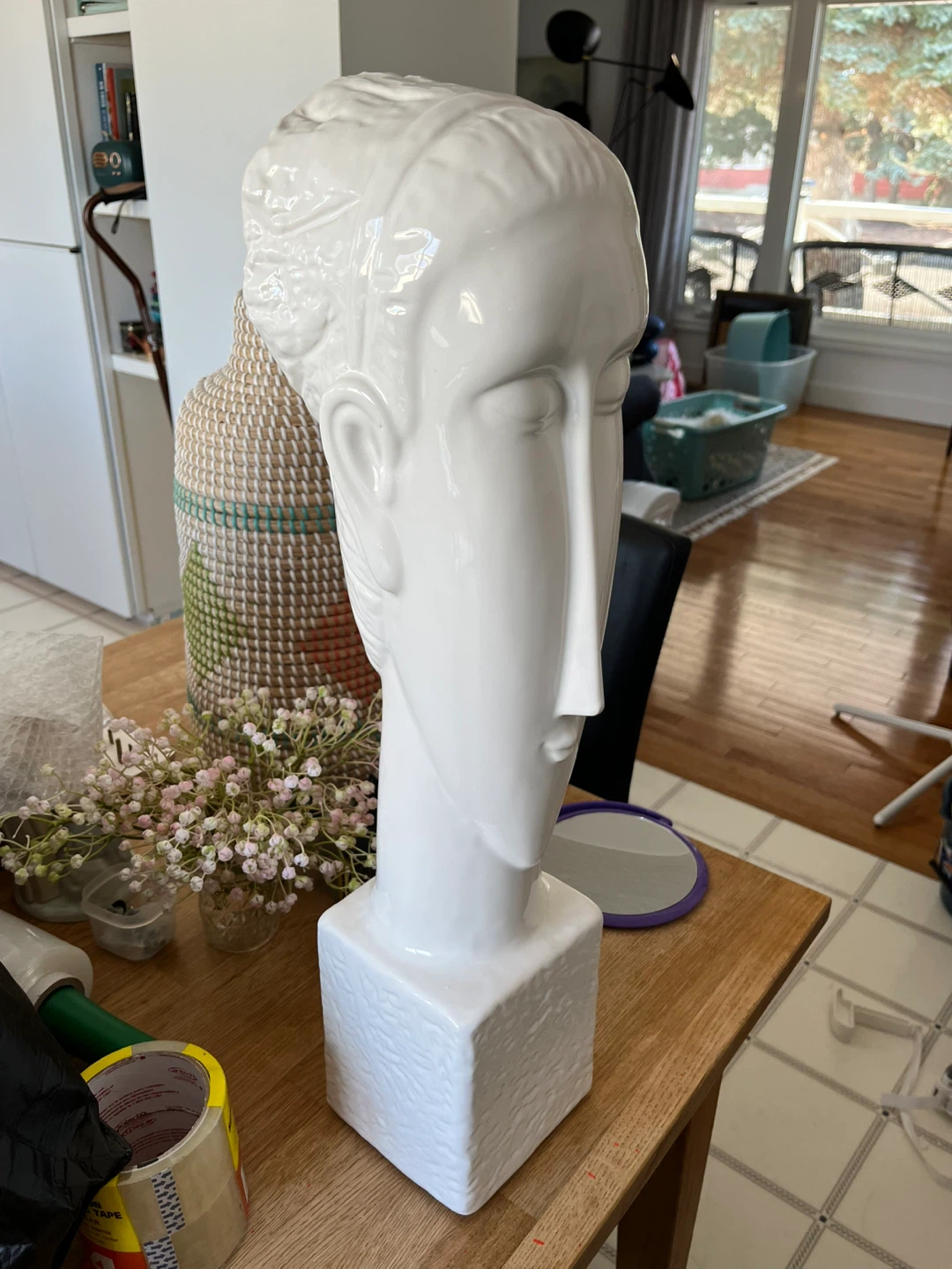 White Ceramic Art Deco Bust Sculpture - photo 2