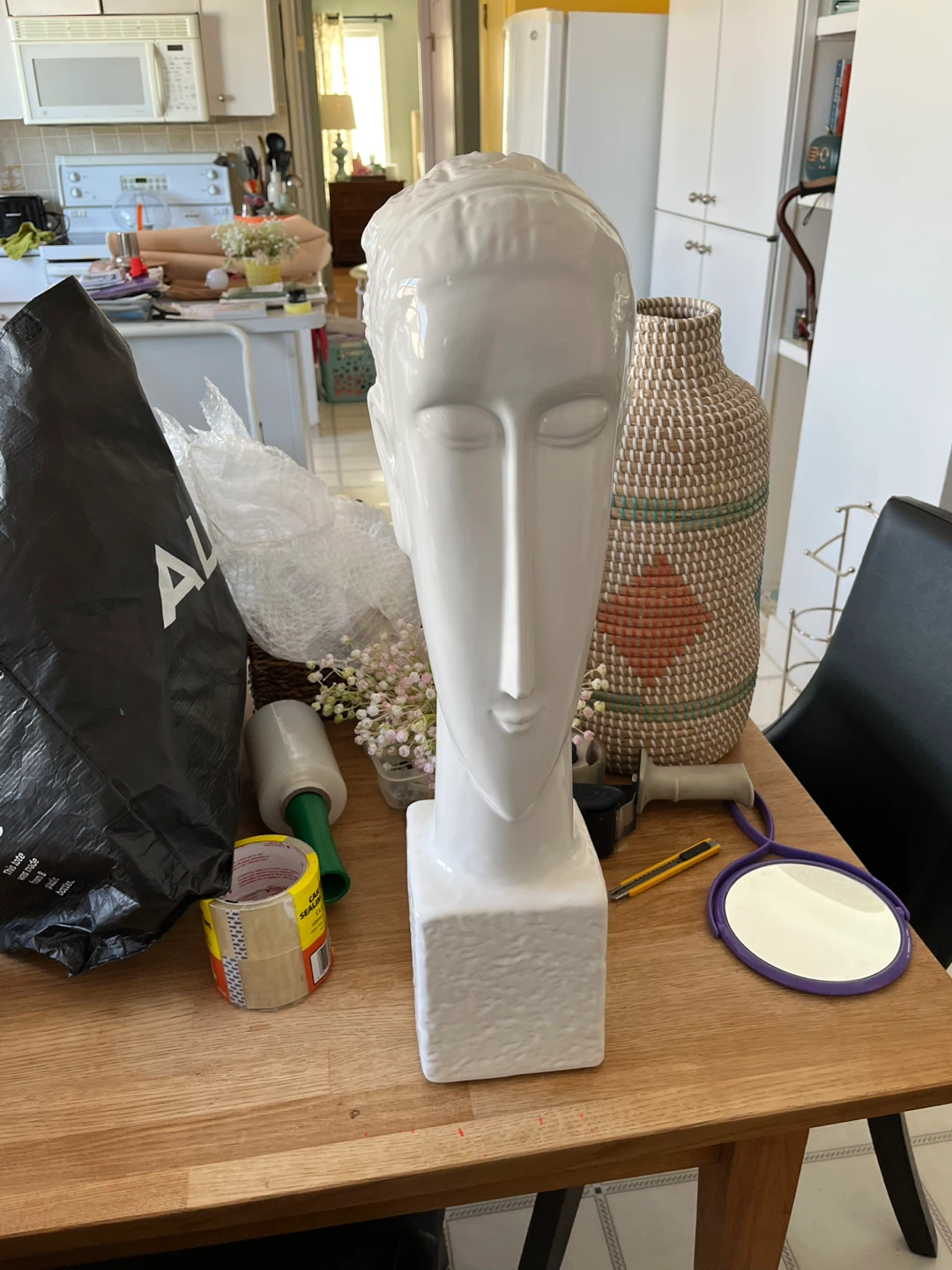 White Ceramic Art Deco Bust Sculpture