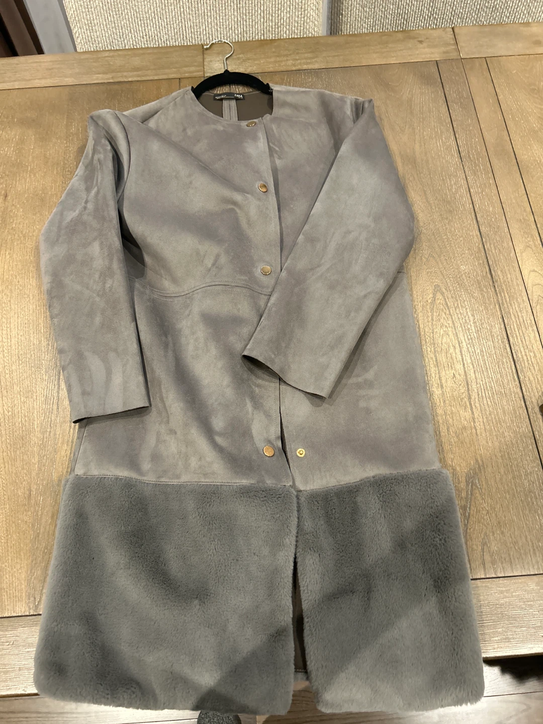 Zara Grey Suede and Fur Coat