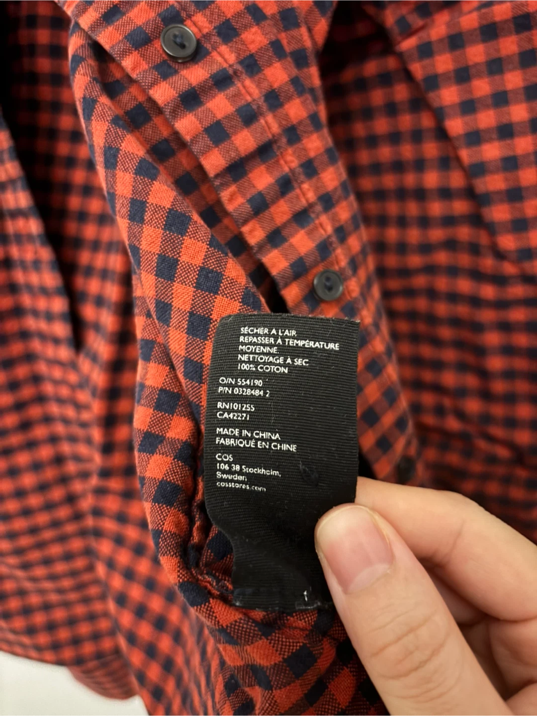 COS Red and Navy Gingham Button-Up Shirt - photo 3