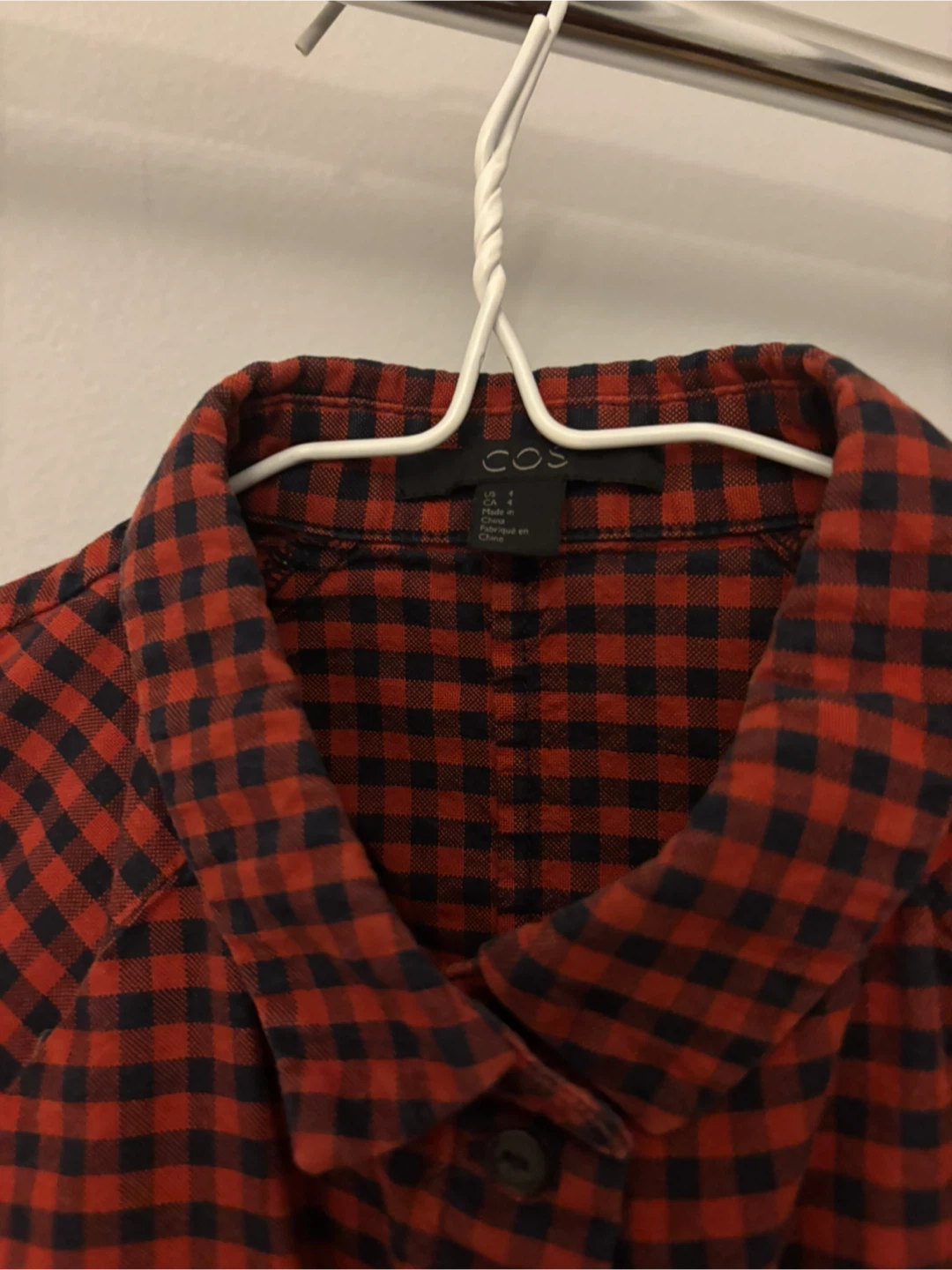 COS Red and Navy Gingham Button-Up Shirt - photo 2