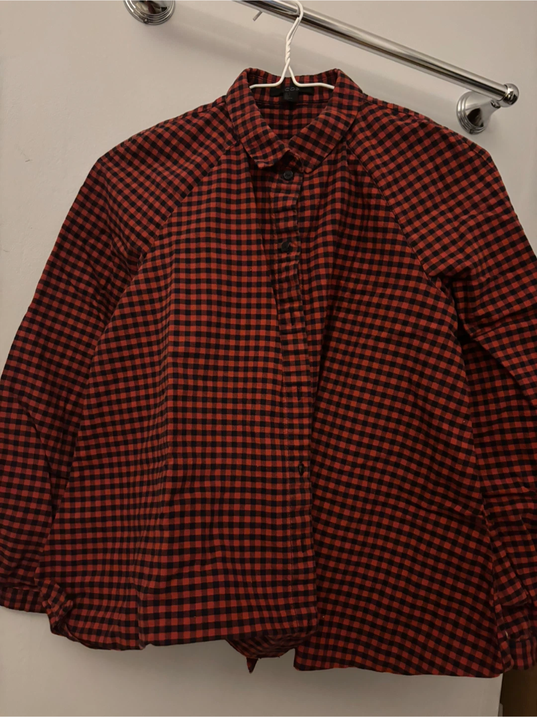 COS Red and Navy Gingham Button-Up Shirt