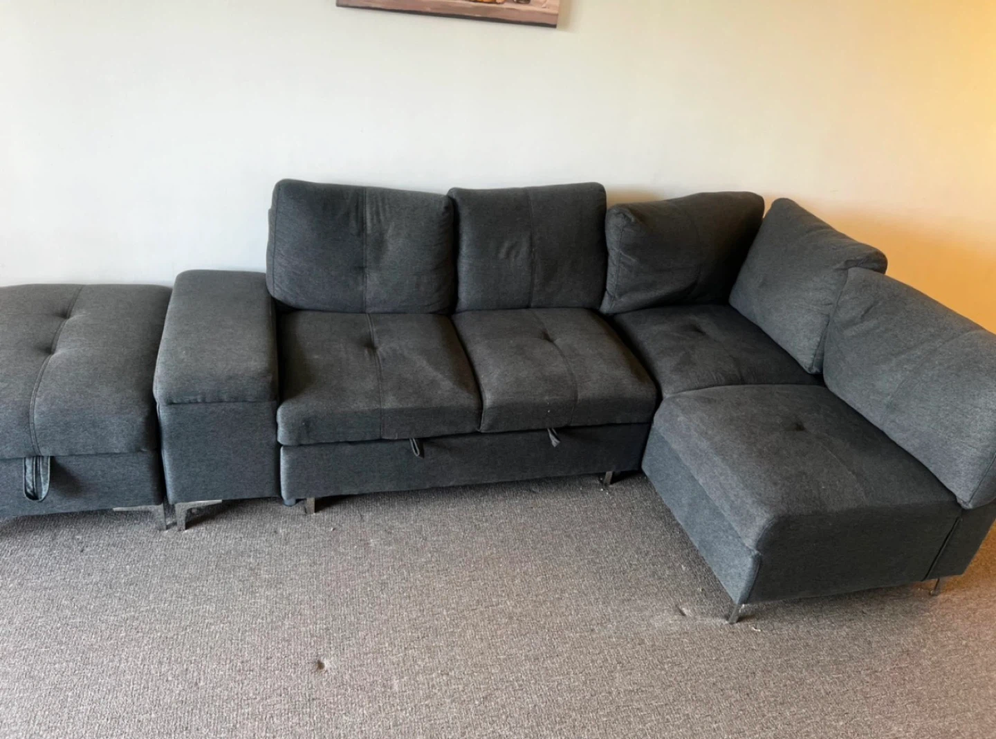 Grey Sectional Sofa with Storage and Pull-Out Bed - photo 5