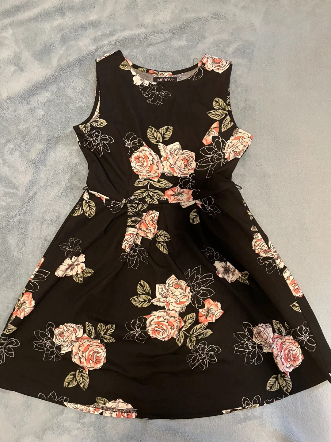 Impress Black Floral Fit & Flare Dress