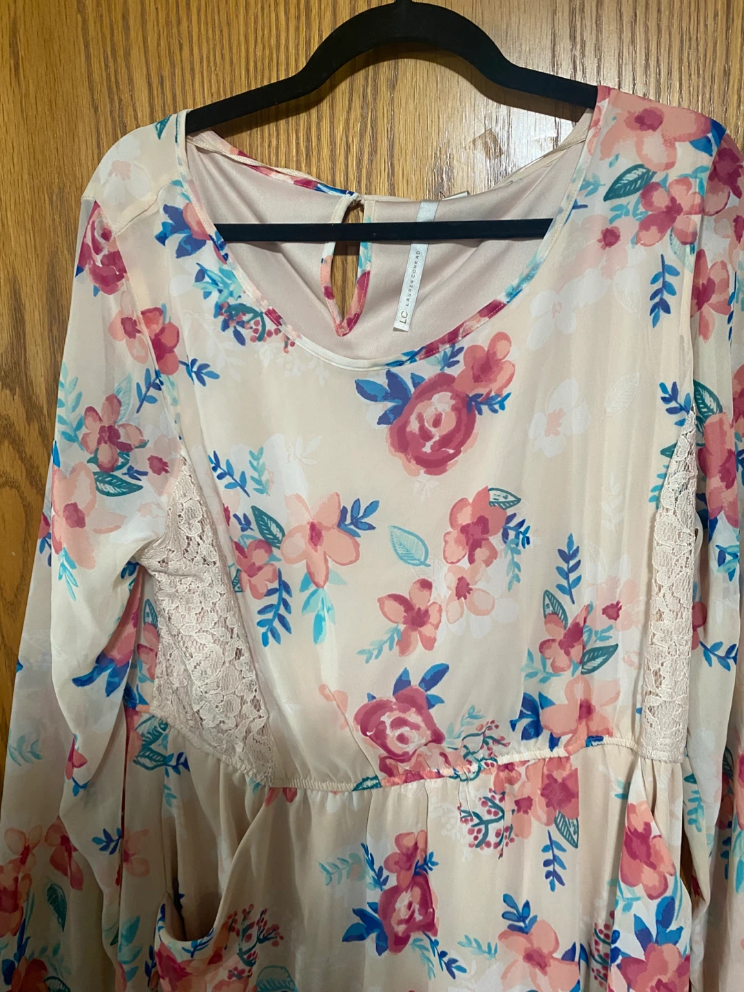 LONG SLEEVE LACE TRIM LC LAUREN CONRAD dress with belt - photo 3