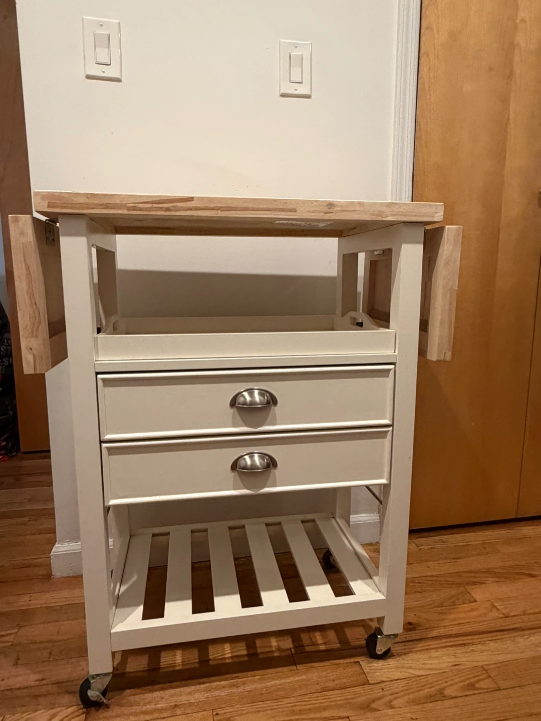 White Crosley Kitchen Cart with Drop Leaf Top - photo 4
