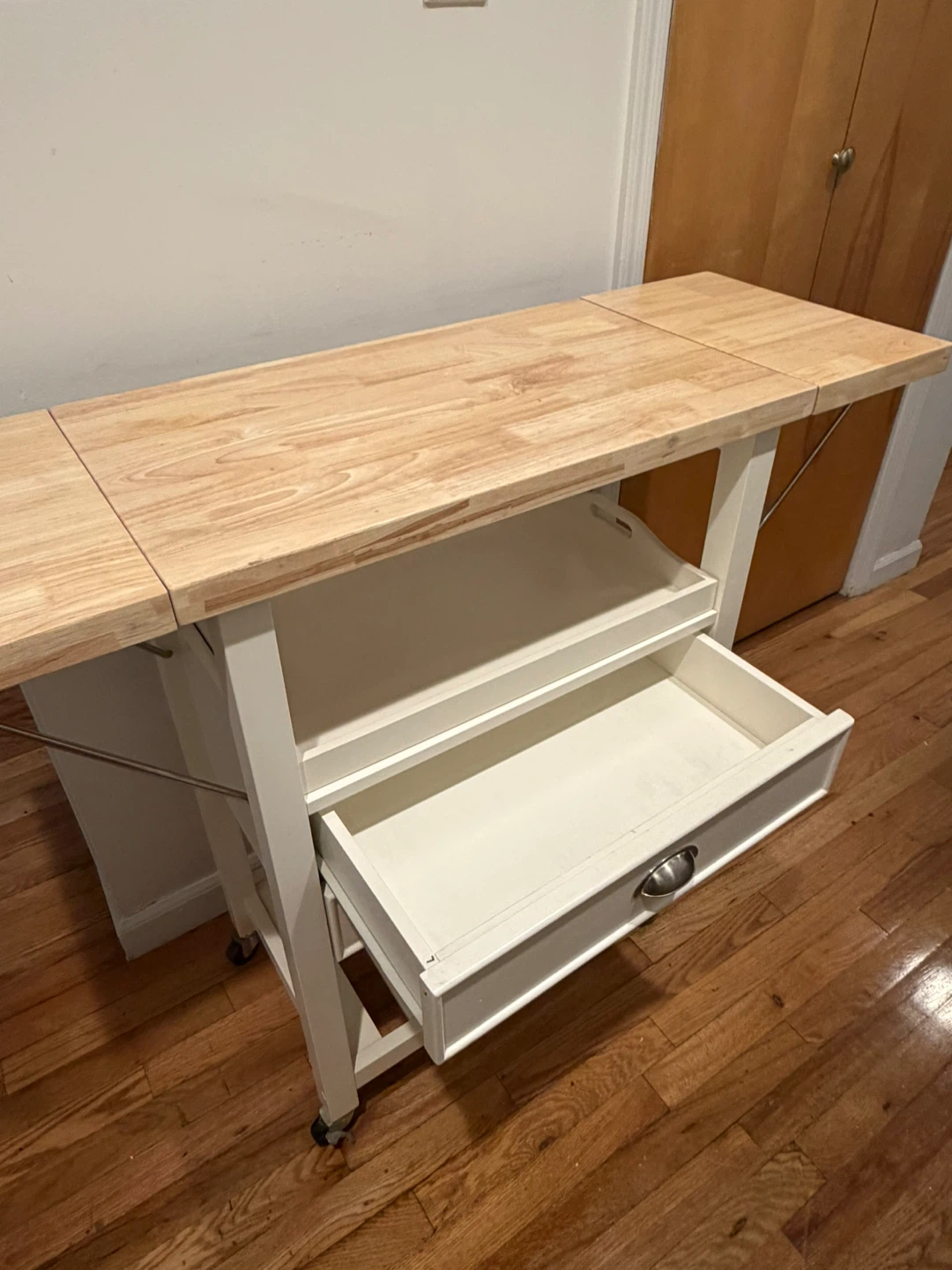 White Crosley Kitchen Cart with Drop Leaf Top - photo 3