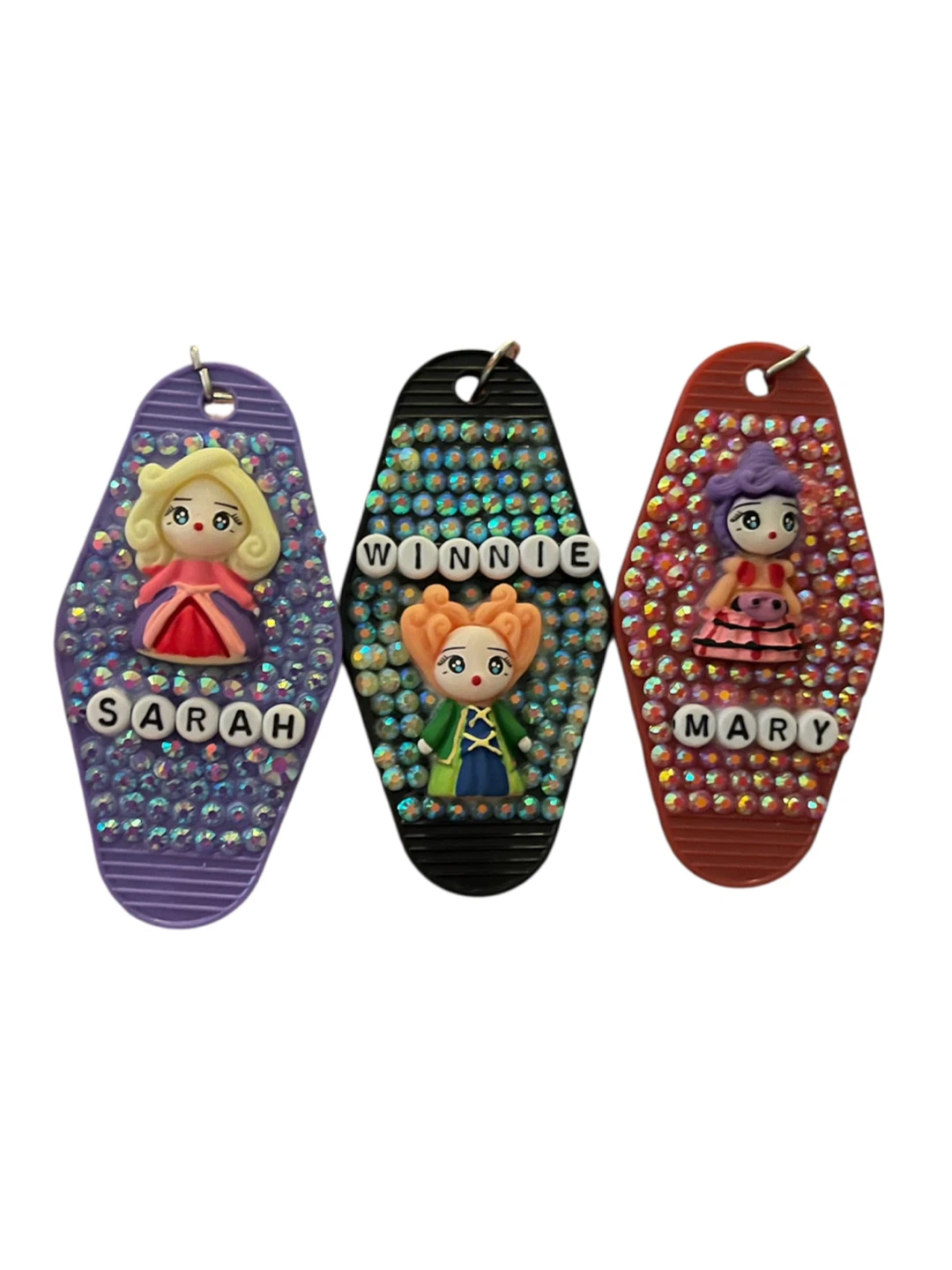 Hocus Pocus bedazzled Keychains - Sarah, Winnie, Mary