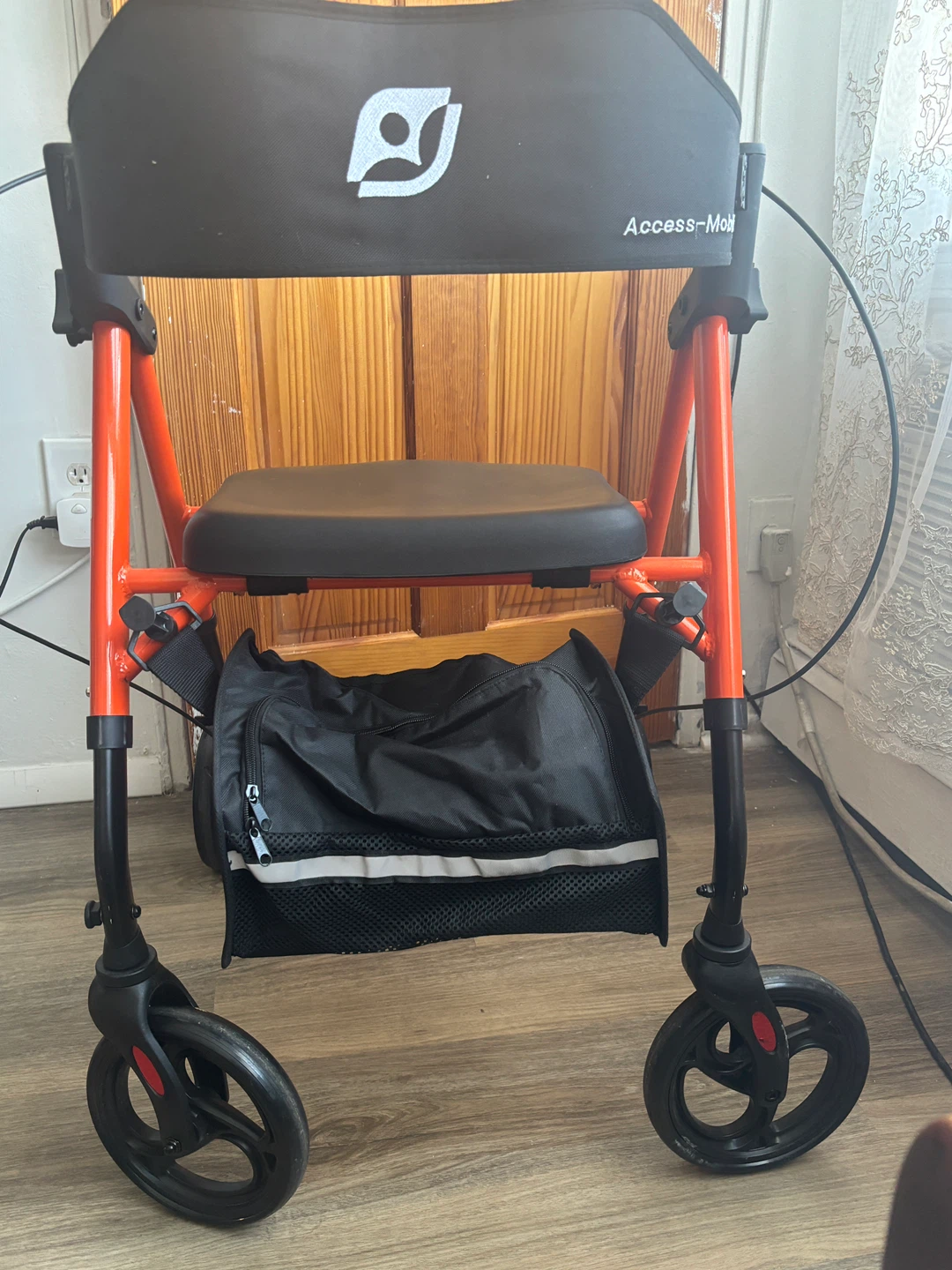Access-Mobility Orange Walker with Seat and Bag