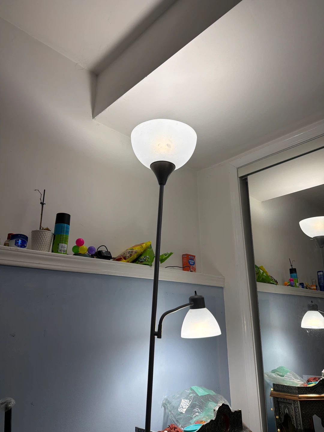 Black Floor Lamp with Frosted Shade - photo 3