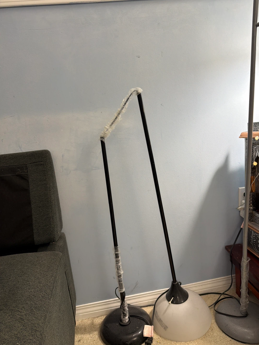 Black Floor Lamp with Frosted Shade - photo 2