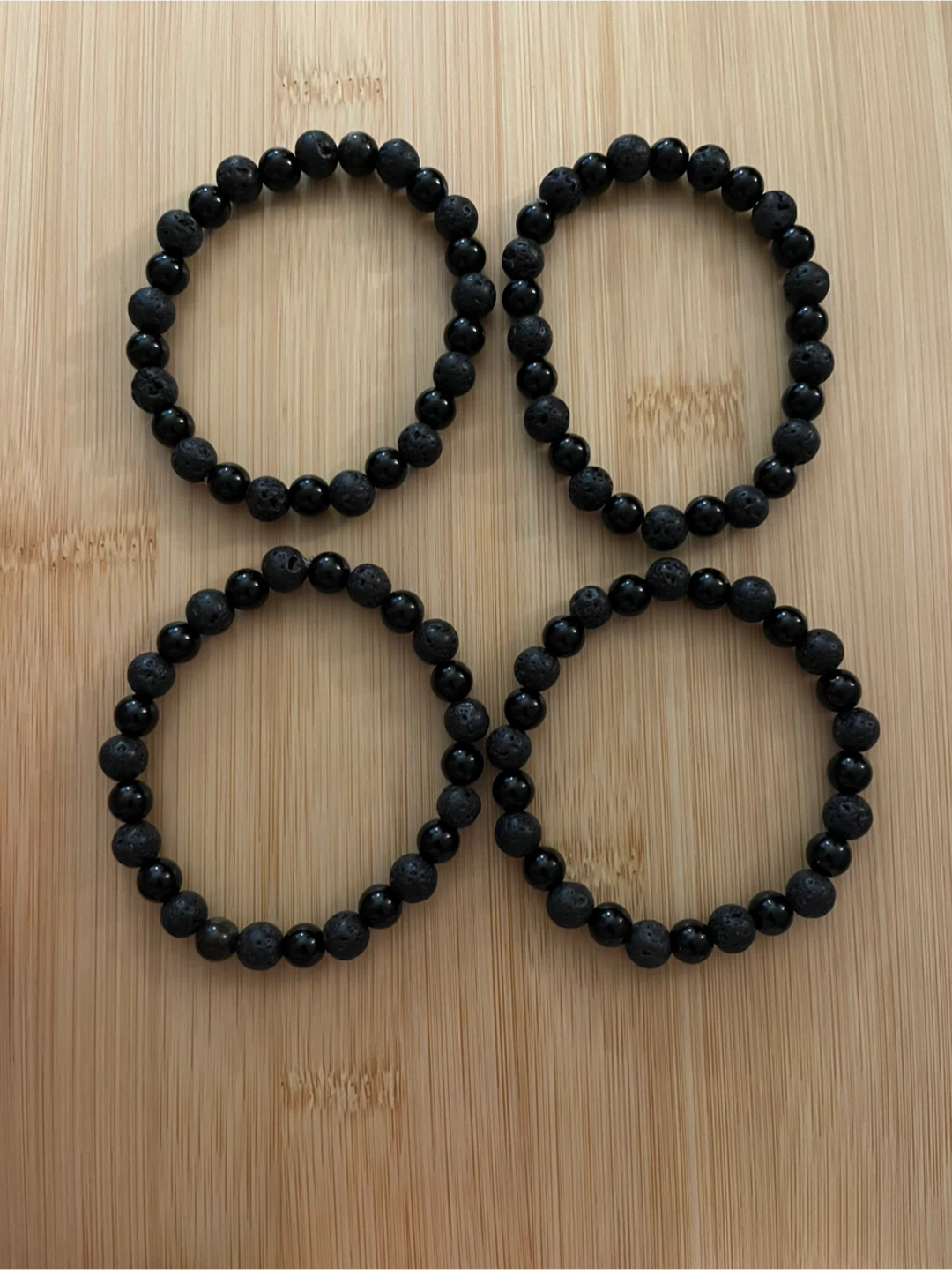 Set of 4 Black Lava Stone and Obsidian Beaded Bracelets - photo 2