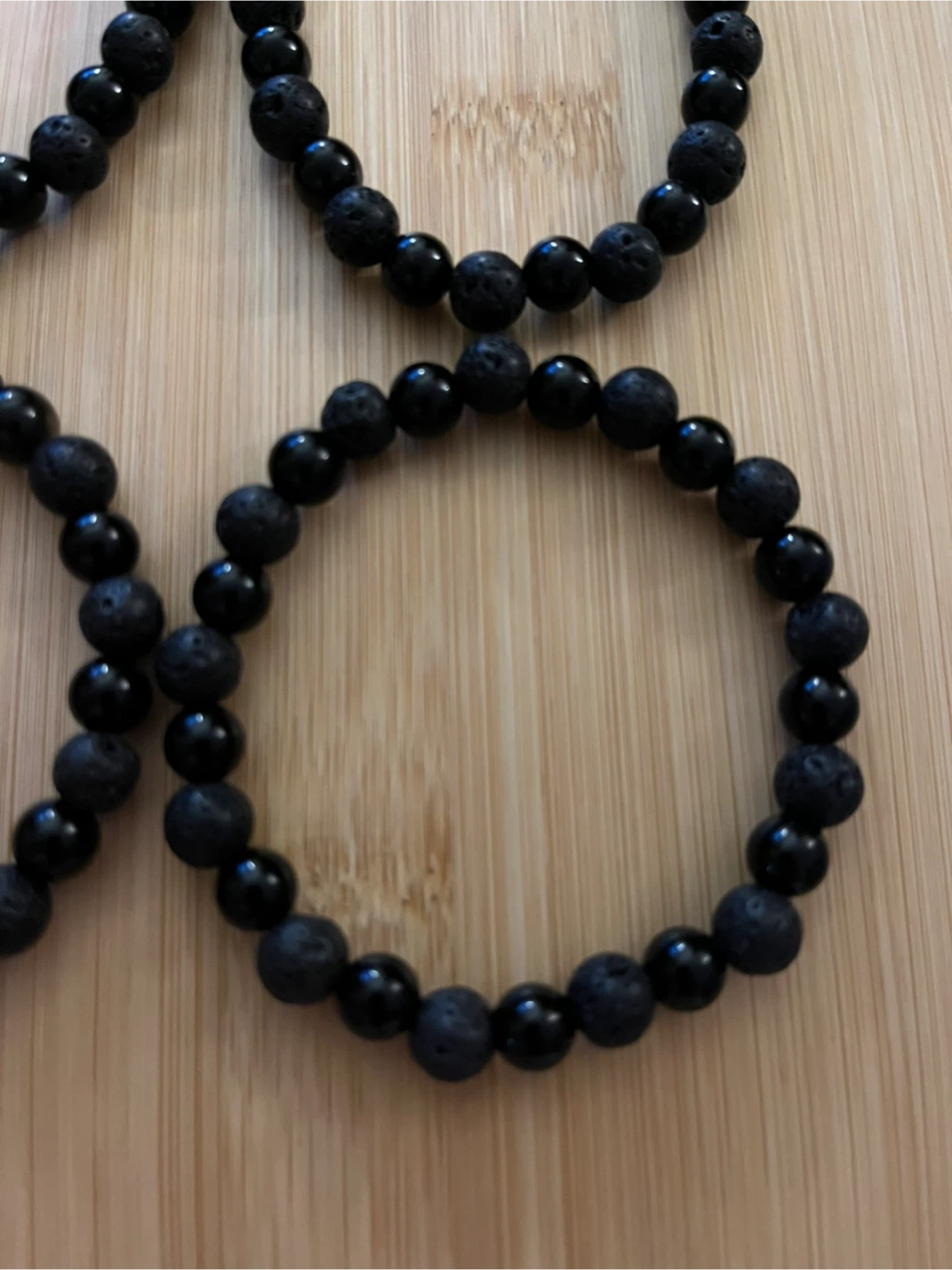 Set of 4 Black Lava Stone and Obsidian Beaded Bracelets - photo 3